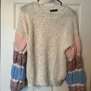 SHEIN Multicolor Knit Sweater with Pink and Blue Accents